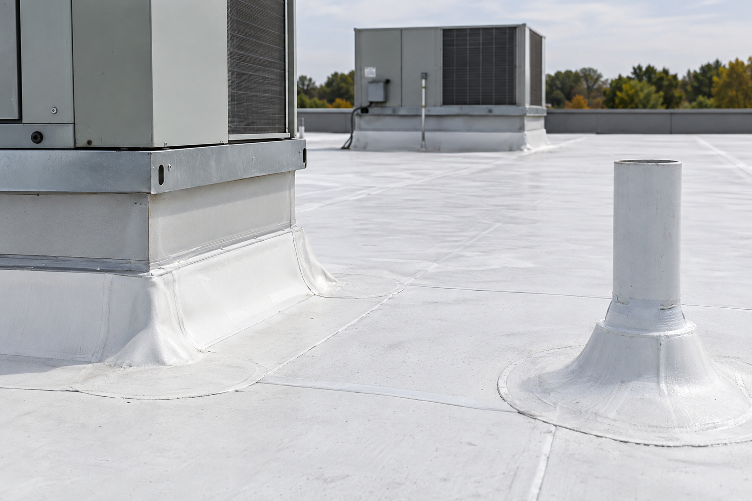 commercial roofing on a low-slope building