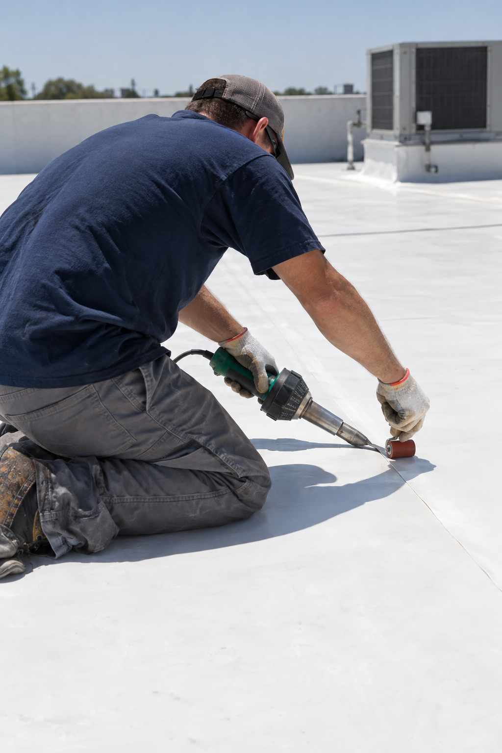 flat roof repair on a TPO membrane