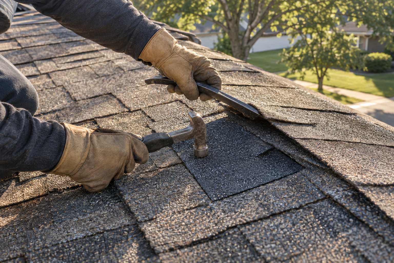 roof repair at an Aurora home