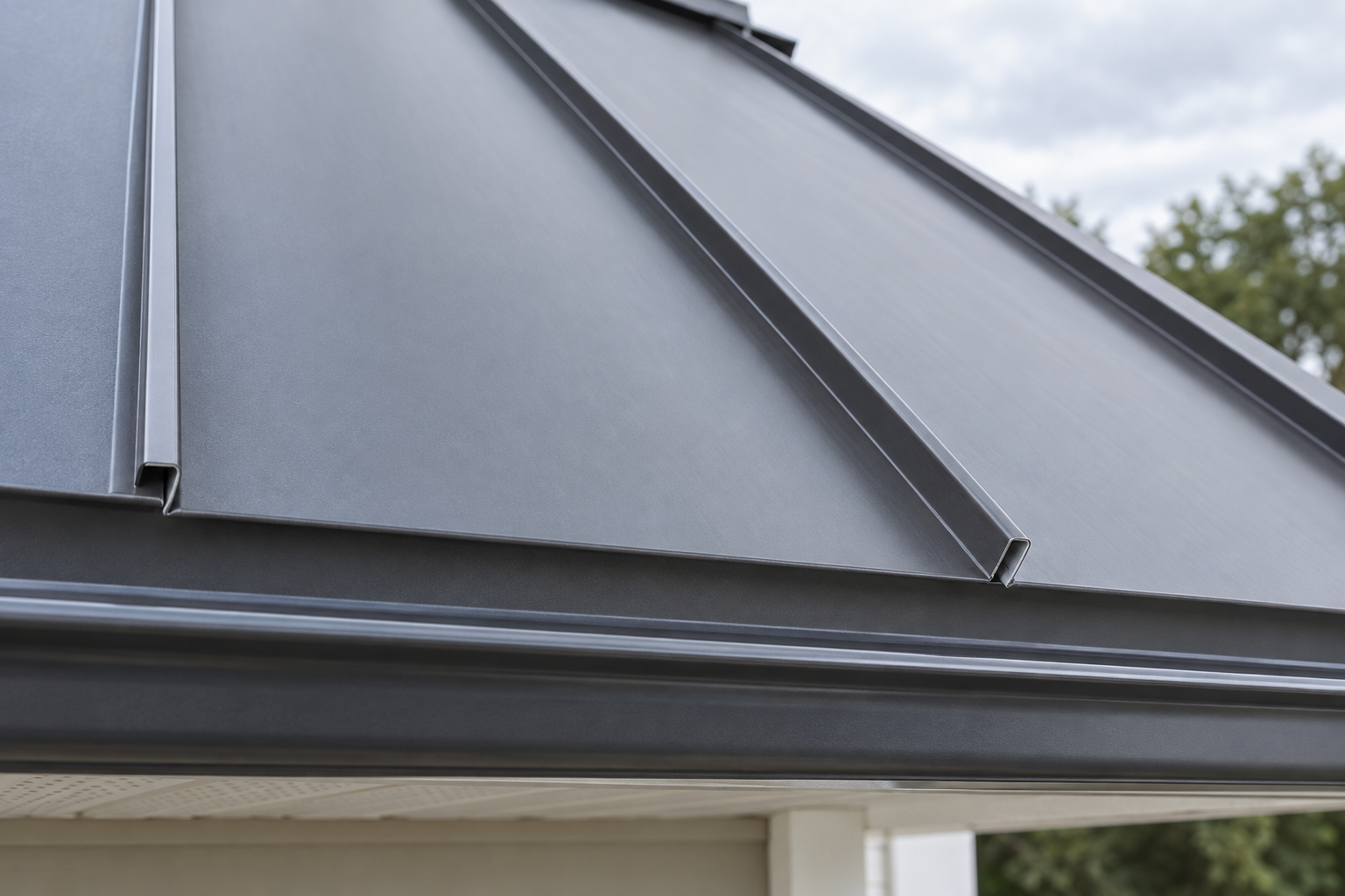 standing seam metal roofing on a house