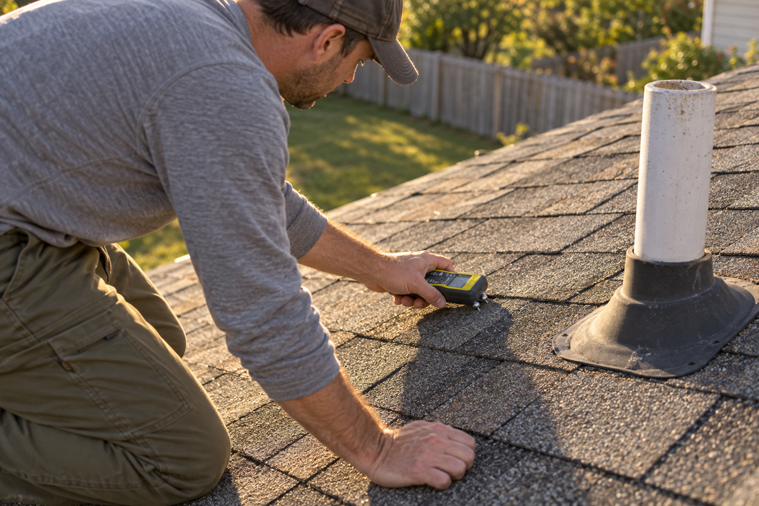 roof inspection with a moisture meter