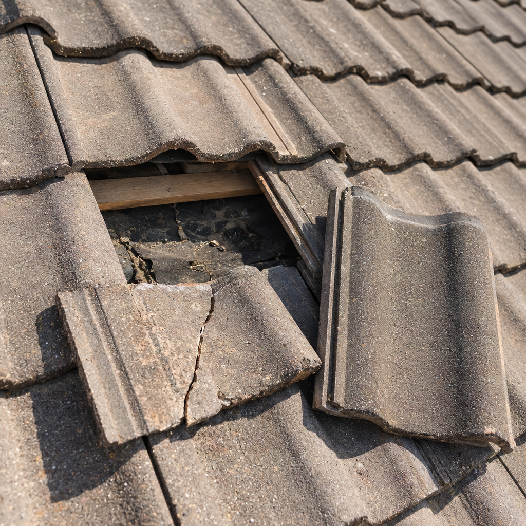 tile roof repair on a concrete tile roof